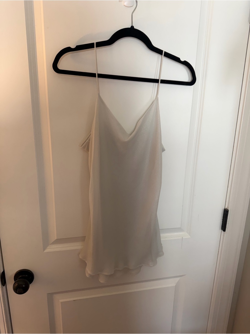 Light Cream Satin Cami Top with Delicate Spaghetti Straps